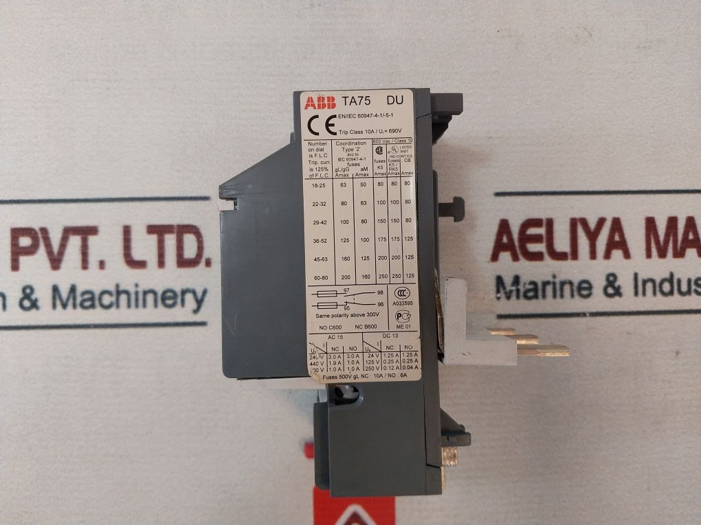 Abb A75 Contactor Cal5 Contact Block With Ta75 Du Thermal Overload Relay Set