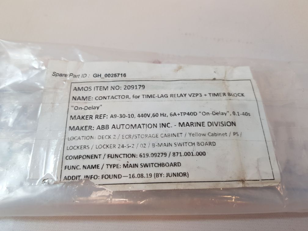 Abb A9-30-10 Contactor 1Sbl141001R8010 230-240V 60Hz