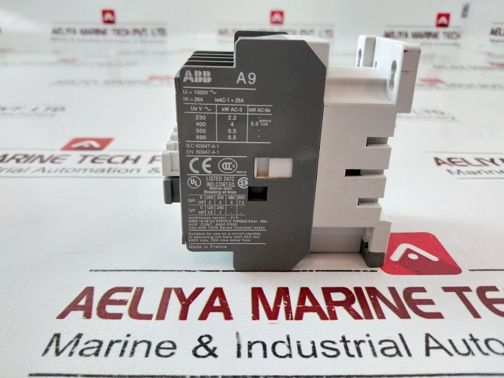 Abb A9-30-10 Aux Contactor 600Vac 21A