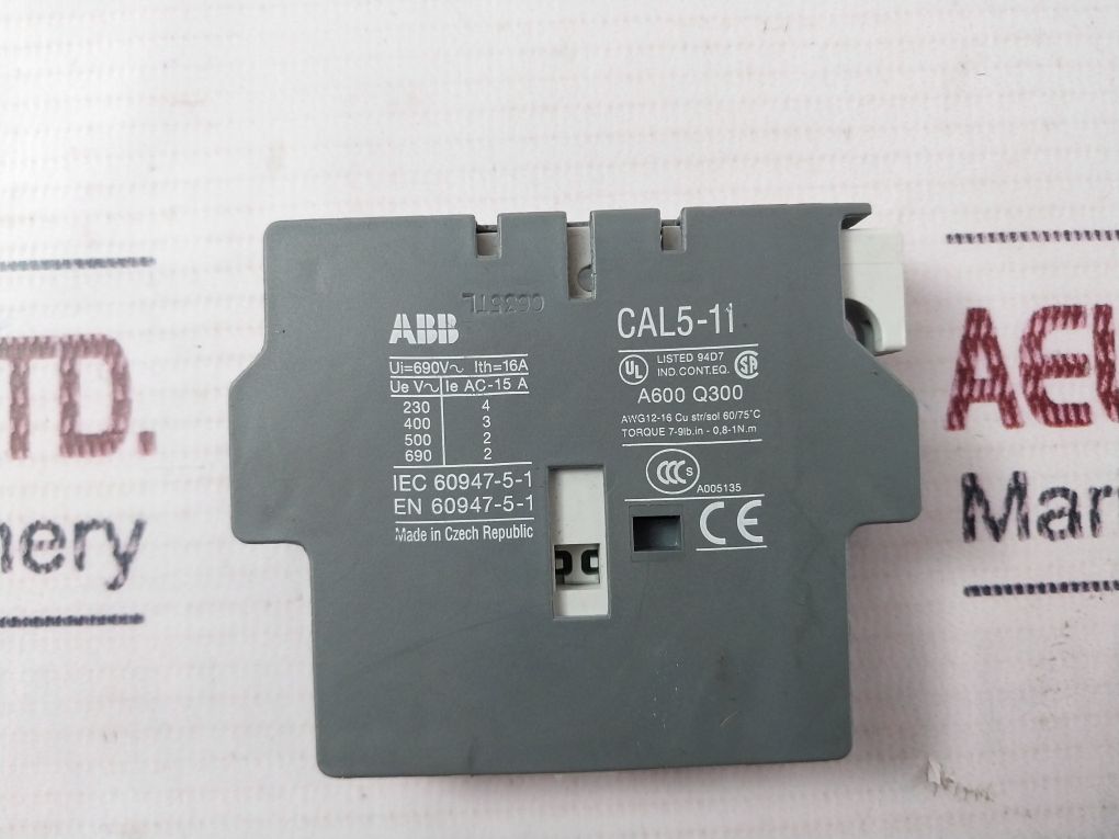 Abb Ca5-10 Contactor ,Ta25 Du Relay With Cal5-11 Auxiliary Contact Block Set
