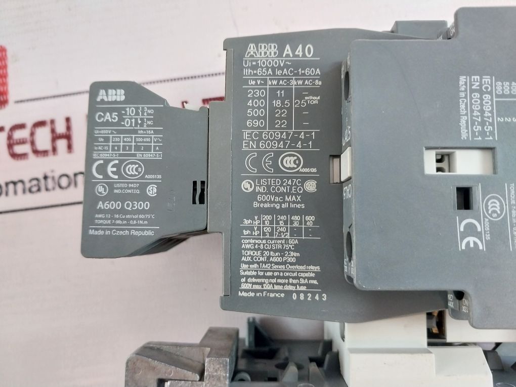 Abb A 40 Contactor Auxiliary Contact Block Cal5-11 With Ta42 Du Overload Relay