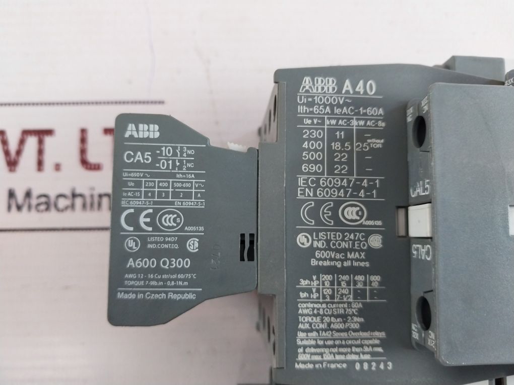 Abb A 40 Contactor Auxiliary Contact Block Cal5-11 With Ta42 Du Overload Relay