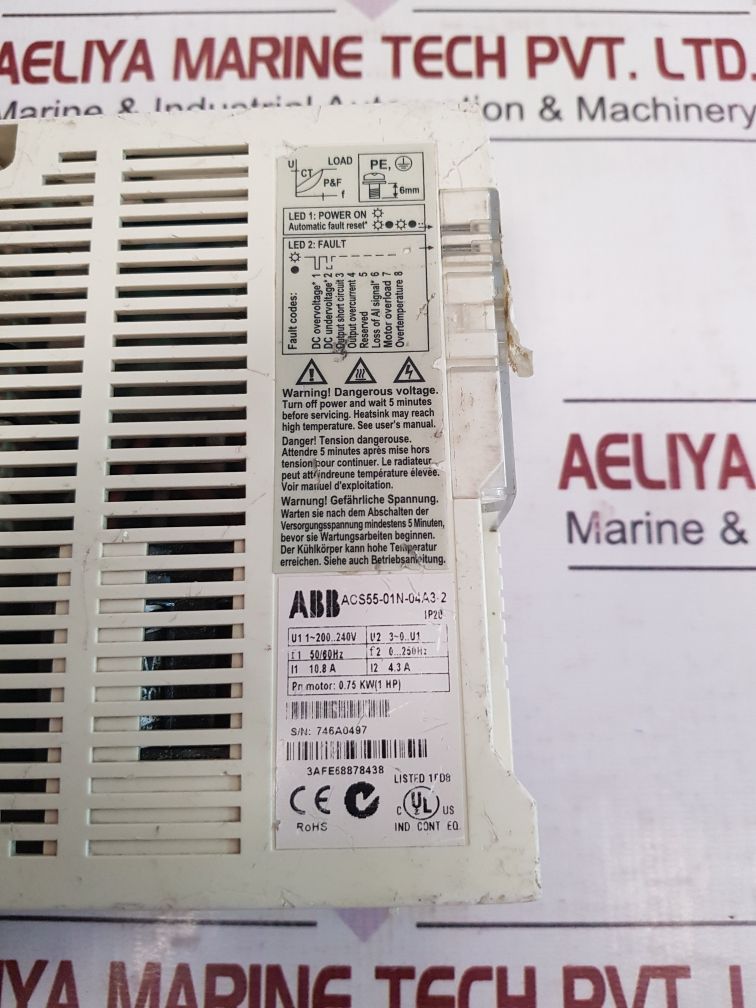 Abb Acs55-01N-04A3-2 Vfd Drive, 1 - Phase