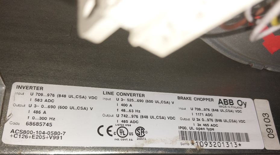 Abb Acs800-104-0580-7+C126+E205+V991 Inverter Modules 68685745