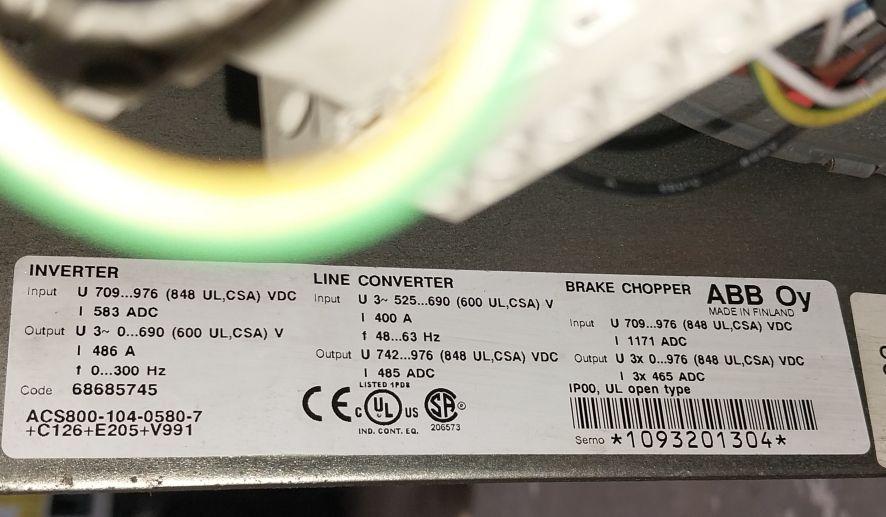 Abb Acs800-104-0580-7+C126+E205+V991 Inverter