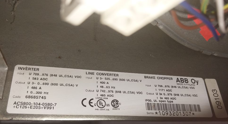 Abb Acs800-104-0580-7+C126+E205+V991 1000A