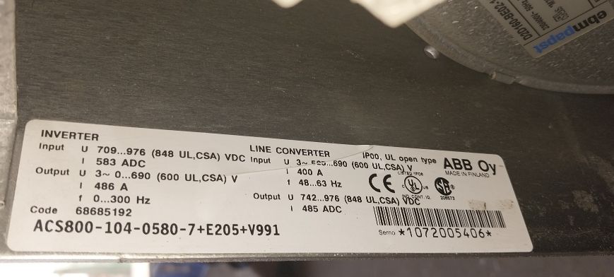 Abb Acs800-104-0580-7+E205+V991 400 A