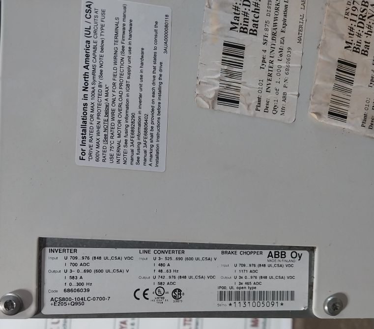 Abb Acs800-104Lc-0700-7+E205+Q950