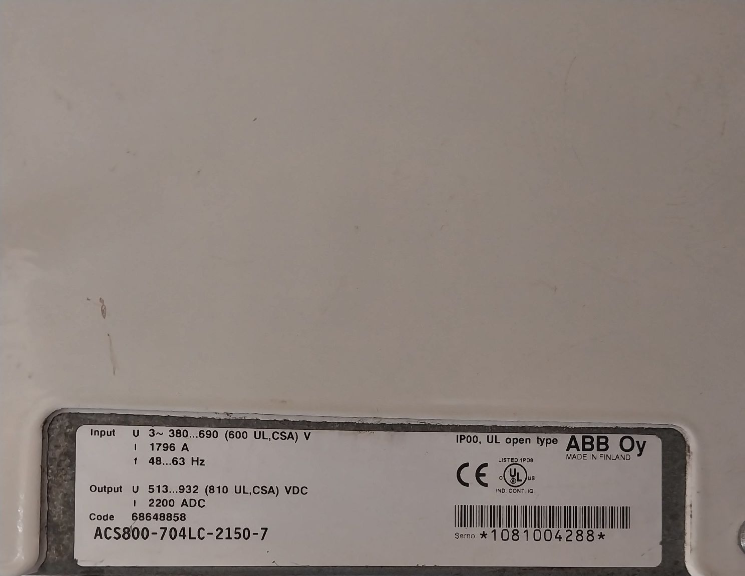 Abb Acs800-704Lc-2150-7 94V 63 Hz