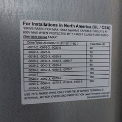 Abb Acs800-u11-0025-5+L502 Drive Control Panel