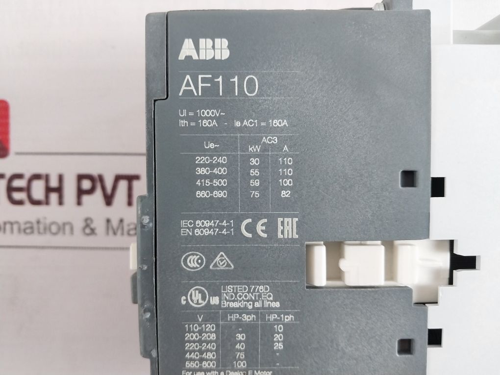 Abb Af110-30 Contactor 140A 600V Ac