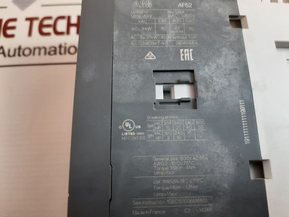 Abb af52-30-00-14 3 pole contactor