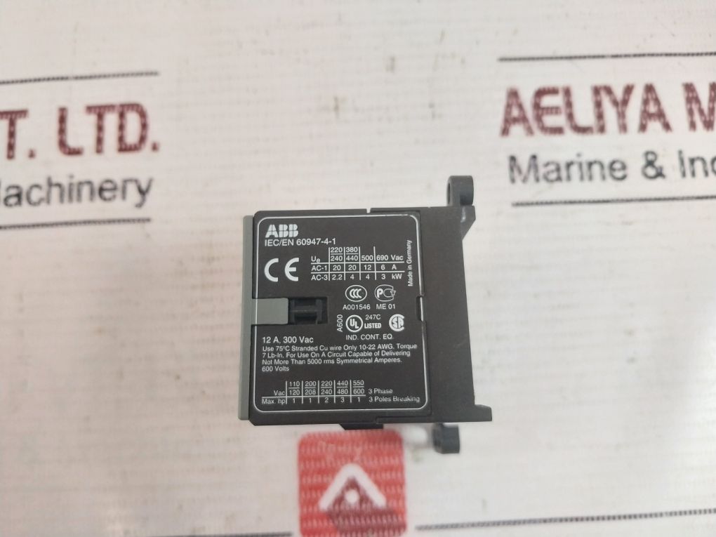 Abb Bc6-30-10 3 Phase Mini Contactor 12A, 300 Vac