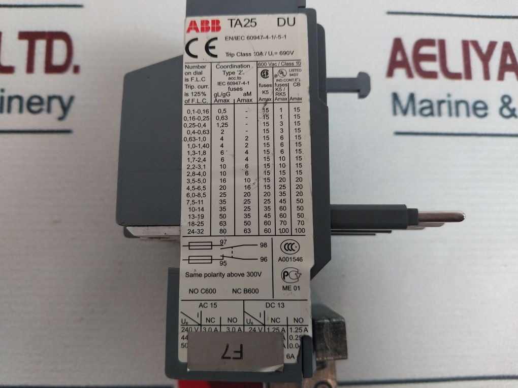 Abb Ca5-01 Contactor,Ta525 Du Relay With Cal5-11 Auxiliary Contact Block Set
