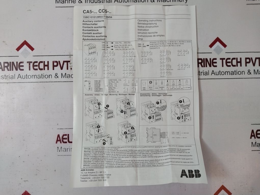 Abb Ca5-22M Auxiliary Contact Block 1Sbn010040R1122