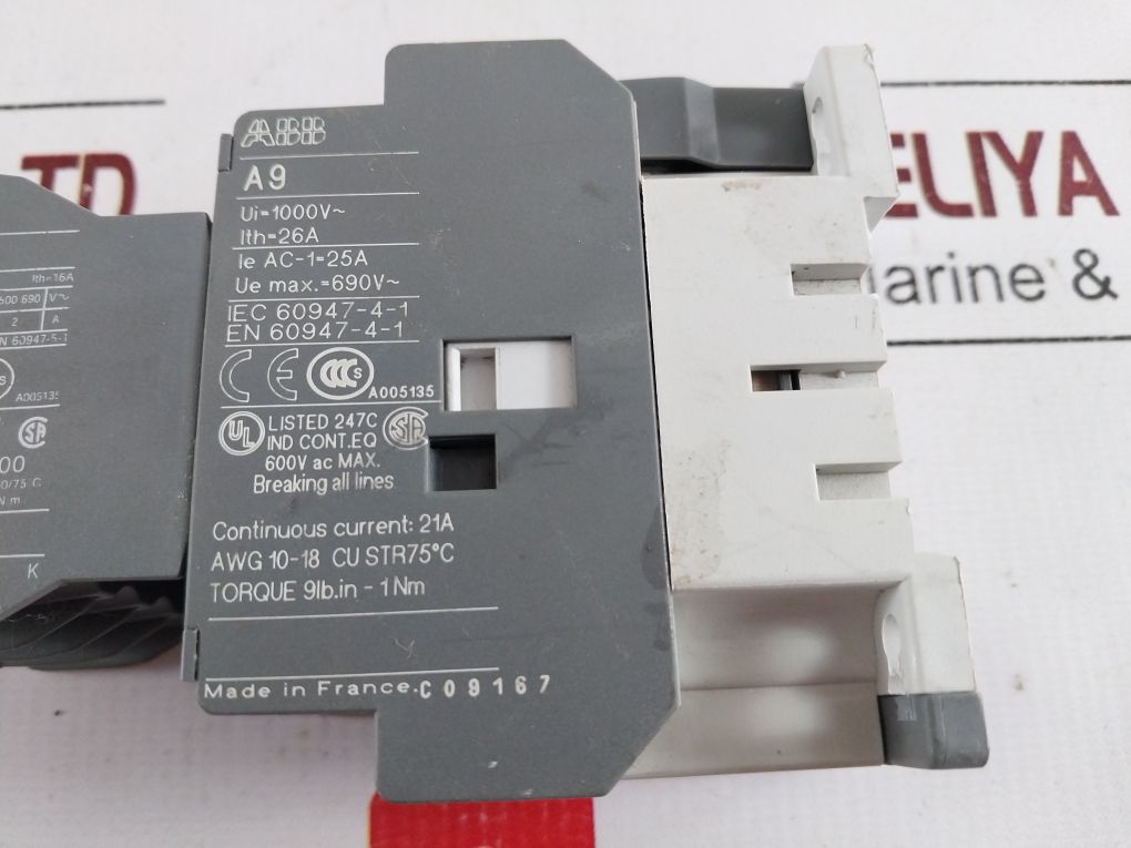 Abb Ca5 A9 Contactor With Ca5-40E Auxiliary Contact Block