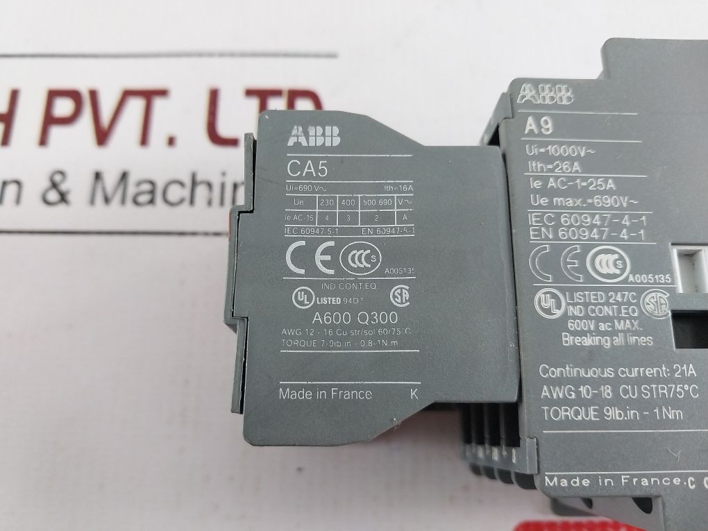 Abb Ca5 A9 Contactor With Ca5-40E Auxiliary Contact Block