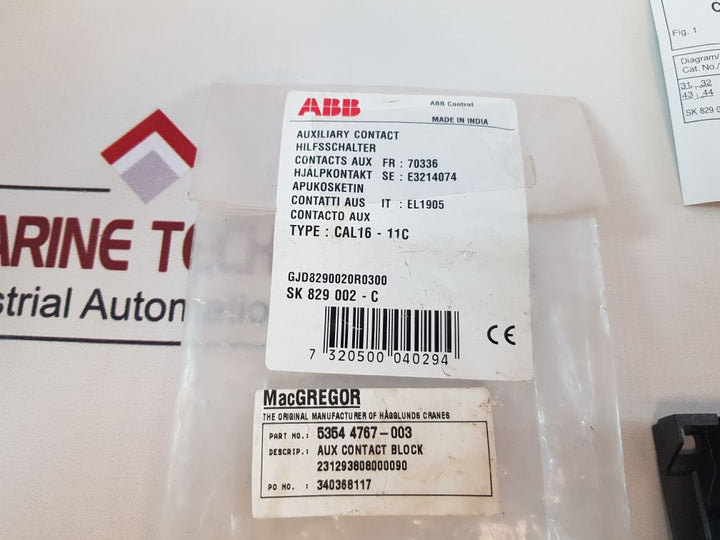 Abb Cal16-11C Auxiliary Contact Block 10A 600V Ac

