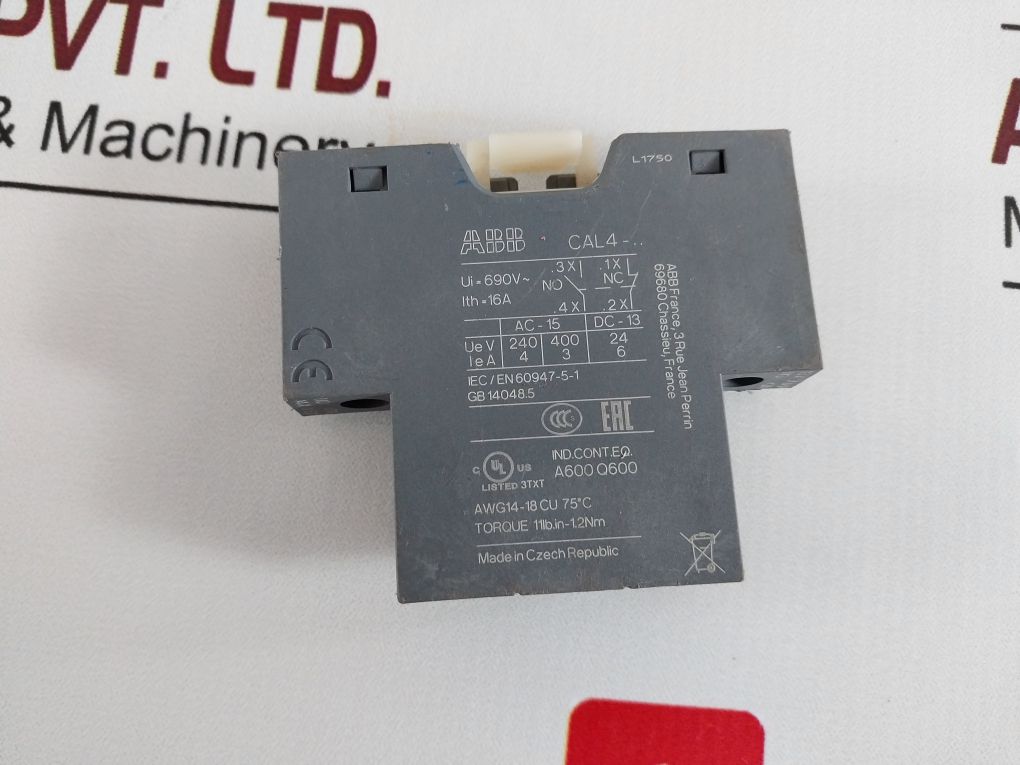 Abb Cal4-11 Auxiliary Contact Block