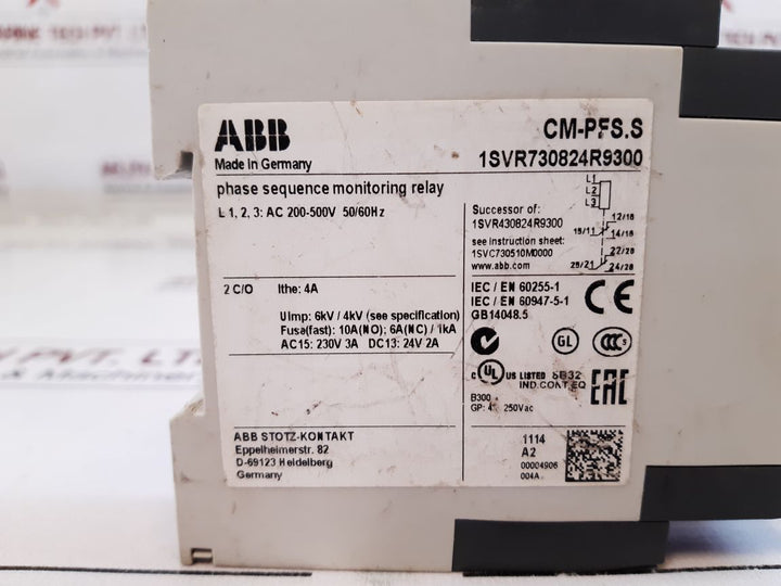Abb Cm-pfs.S Phase Sequence Monitoring Relay 1Svr730824R9300
