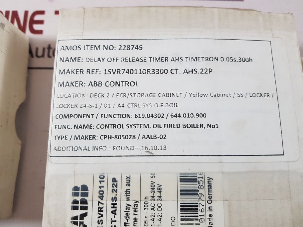 Abb Ct-ahs.22P Off-delay With Aux.Voltage Time Relay 1Svr740110R3300
