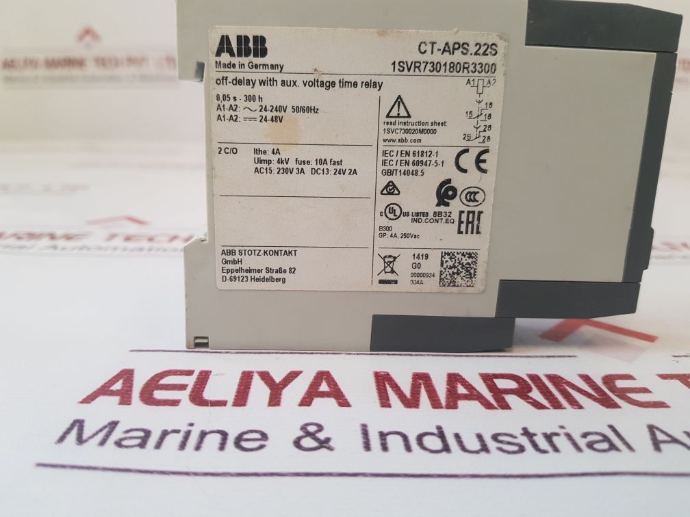 Abb Ct-aps.22S Off-delay With Aux. Voltage Time Relay 1Svr730180R3300