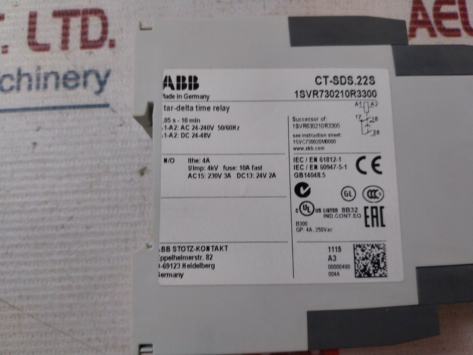Abb Ct-sds.22S Star-delta Electronic Time Relay 1Svr730210R3300