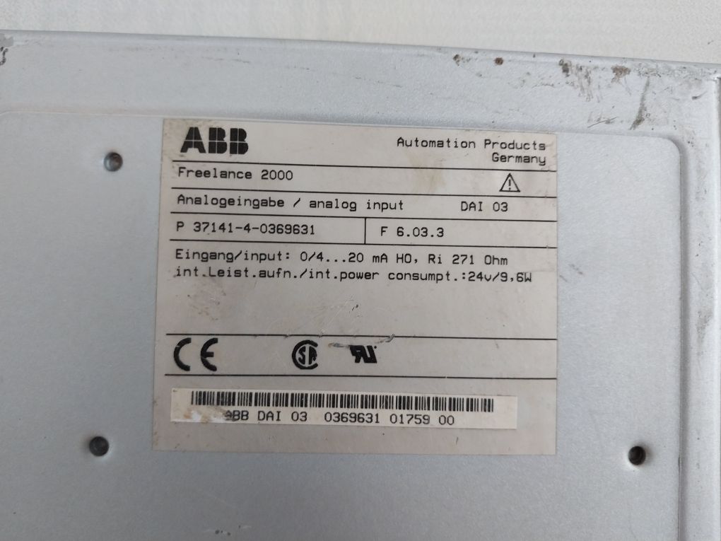 Abb Dai 03 Analog Input Module P 37141-4-0369631 F 6.03.3