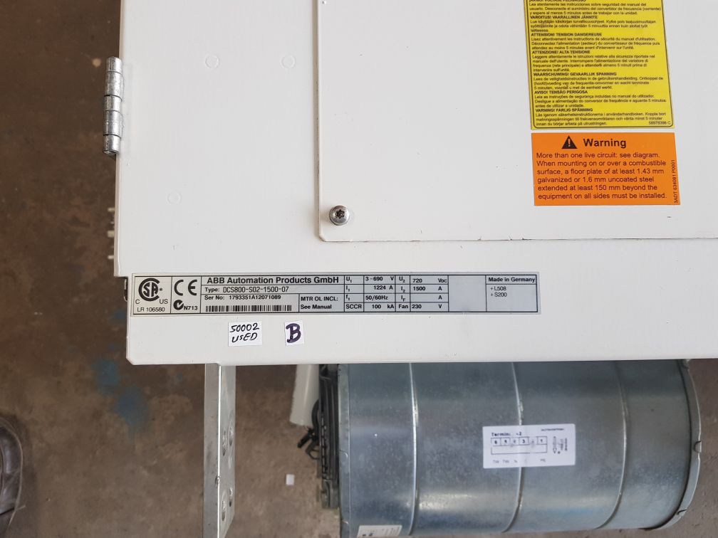 Abb Dcs 800 Dc Drive Dcs800-s02-1500-07