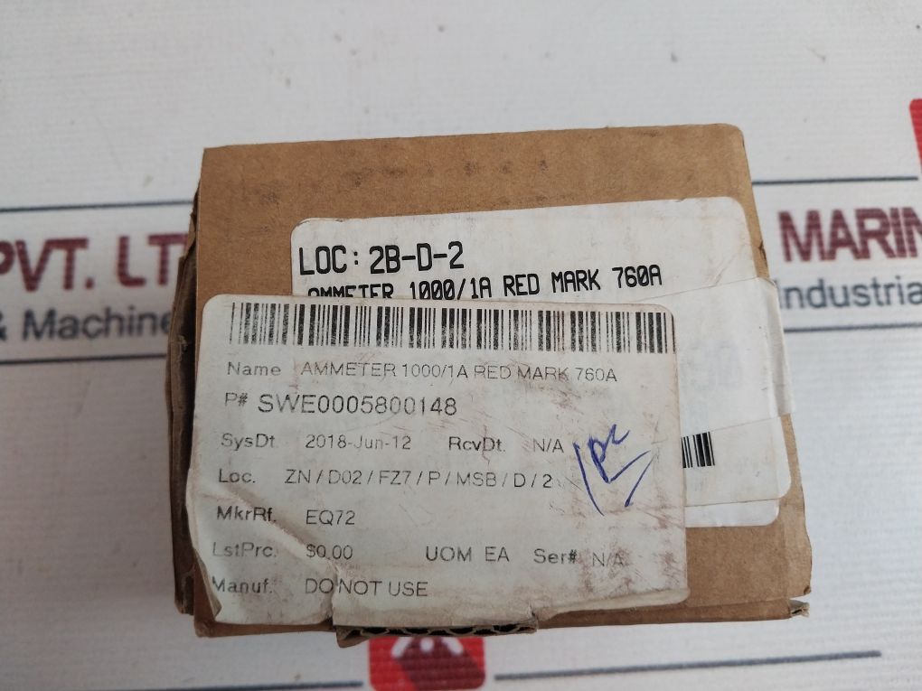 Abb Eq72 Ammeter 1000/1A Red Mark 760A