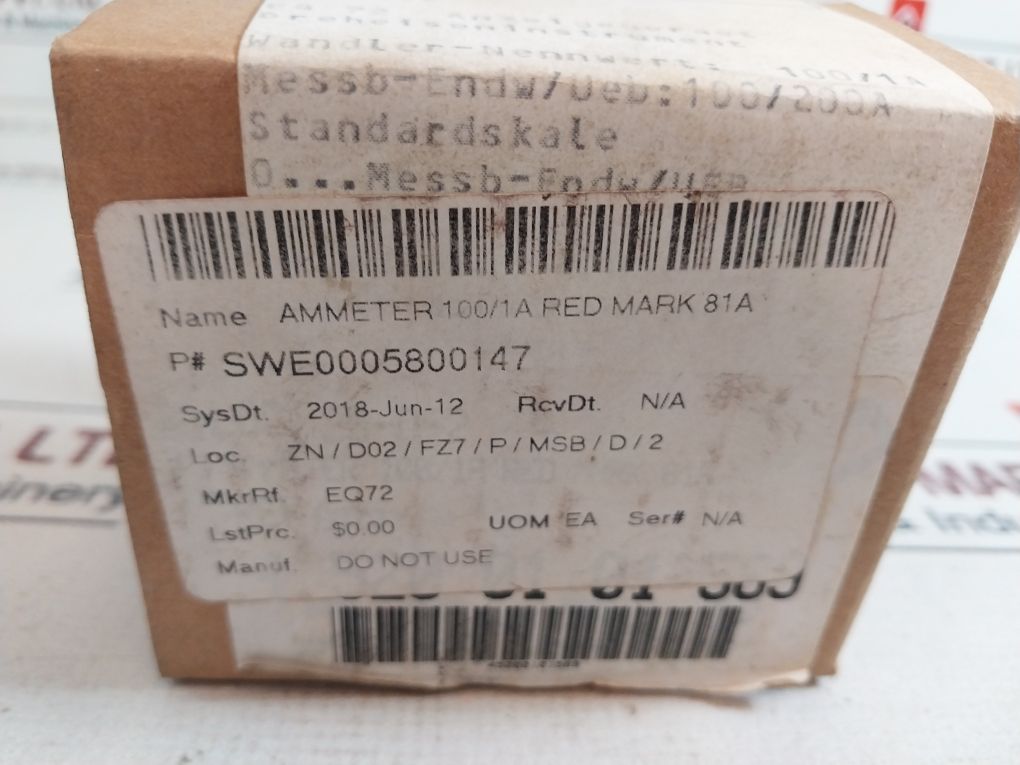 Abb Eq72 Ammeter 100/1A Red Mark 81A