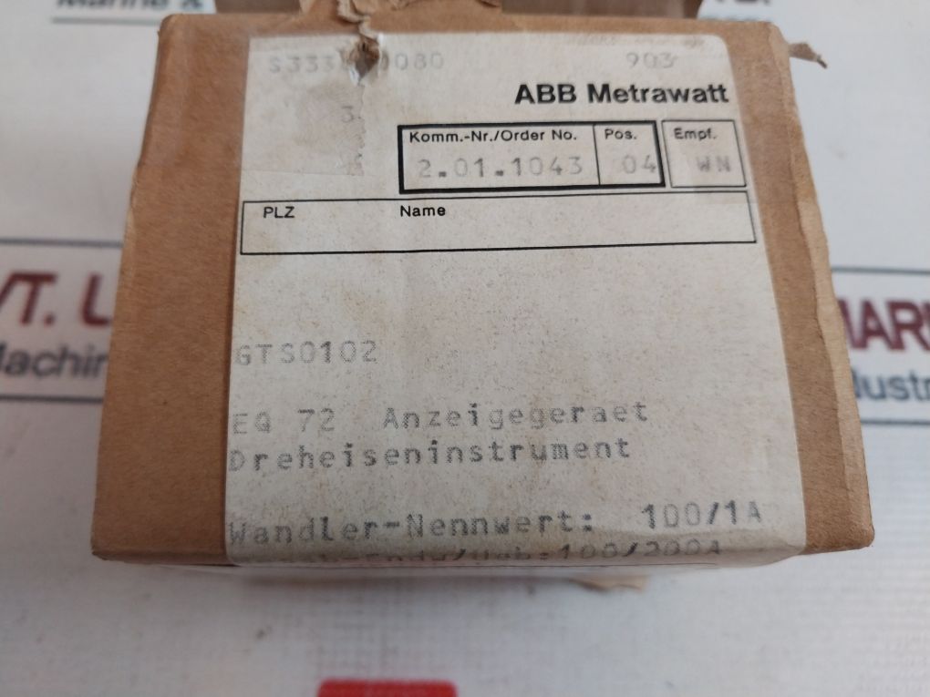 Abb Eq72 Ammeter 100/1A Red Mark 81A