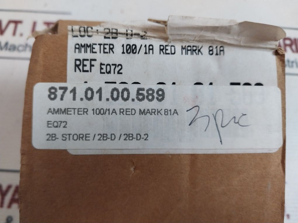 Abb Eq72 Ammeter 100/1A Red Mark 81A
