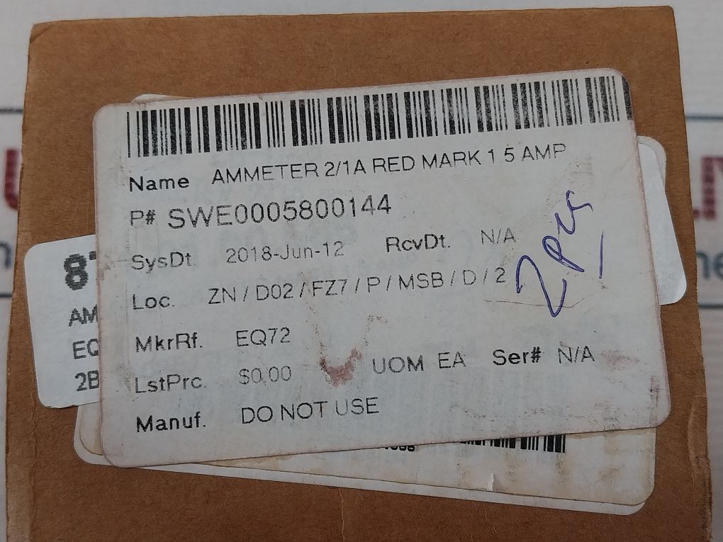Abb Eq72 Ammeter 2/1A Red Mark