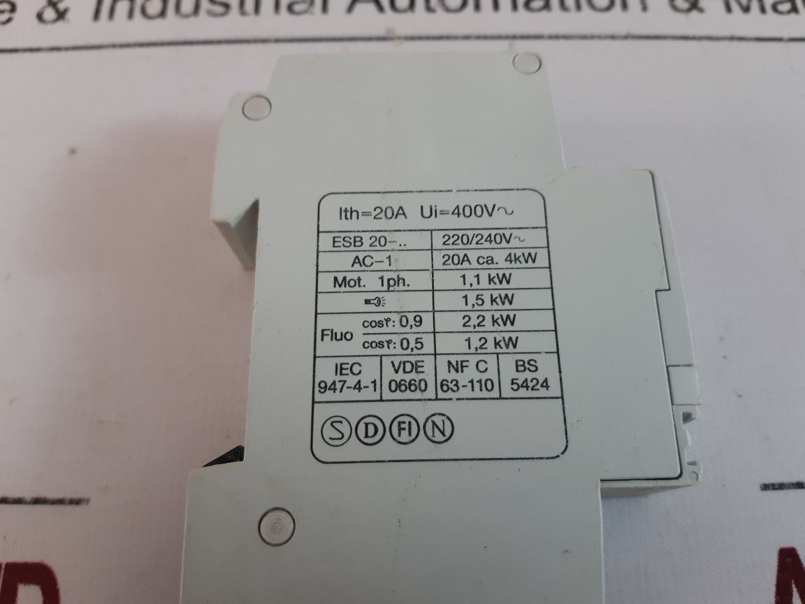 Abb Esb 20-20 Installation Contactor/Protection 20A ~250V