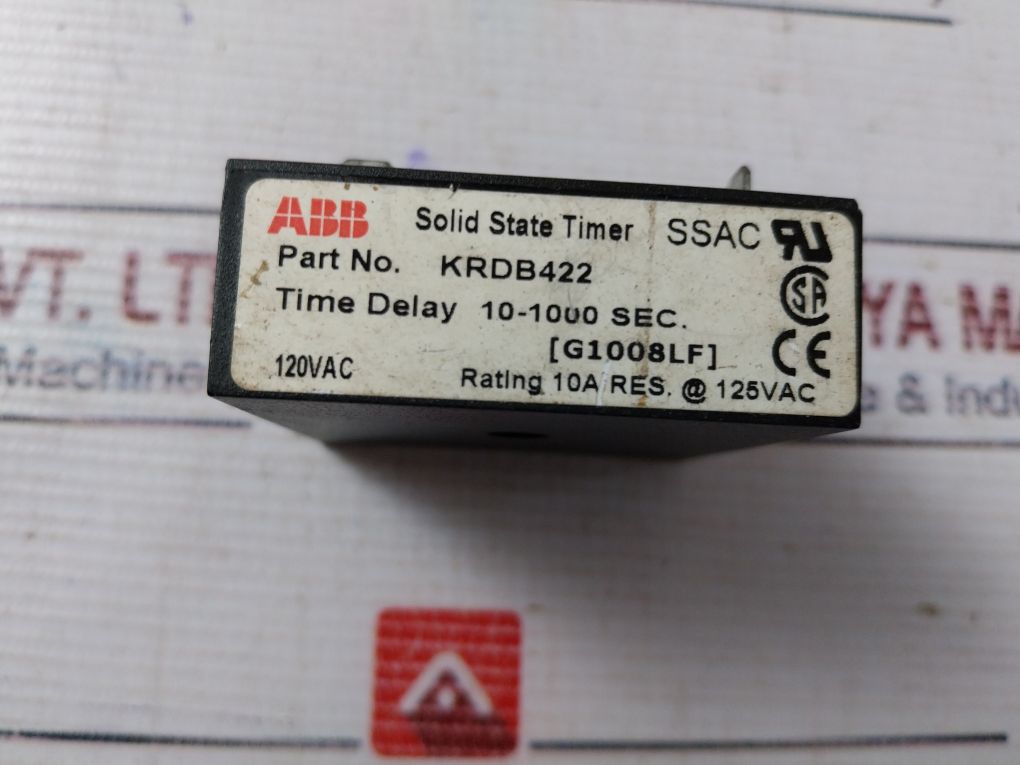 Abb Krdb422 Solid State Timer 10-1000 Sec 10A 125Vac