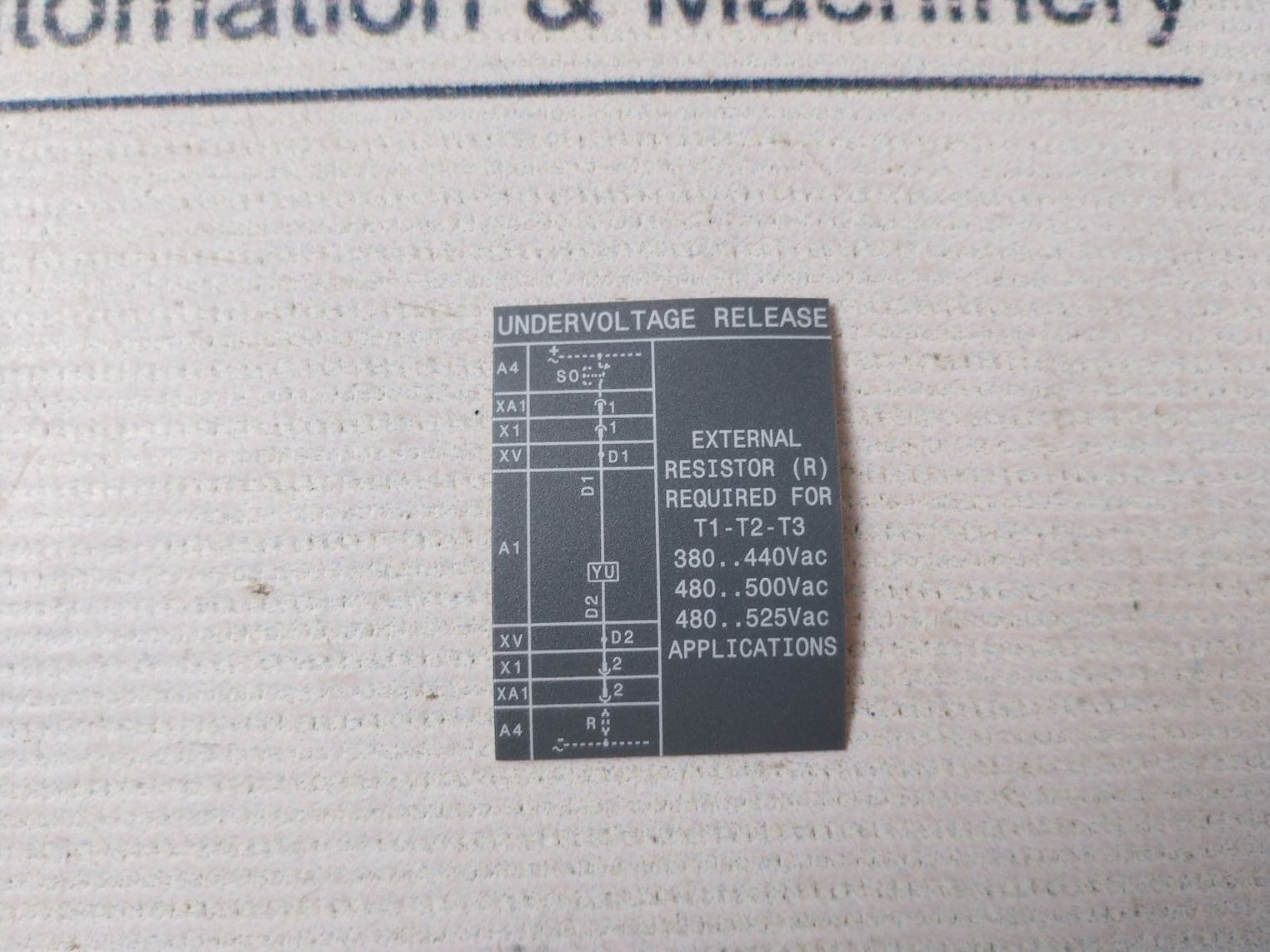 Abb Kt5U4 Wired Undervoltage Release Circuit Breaker Accessory Kit