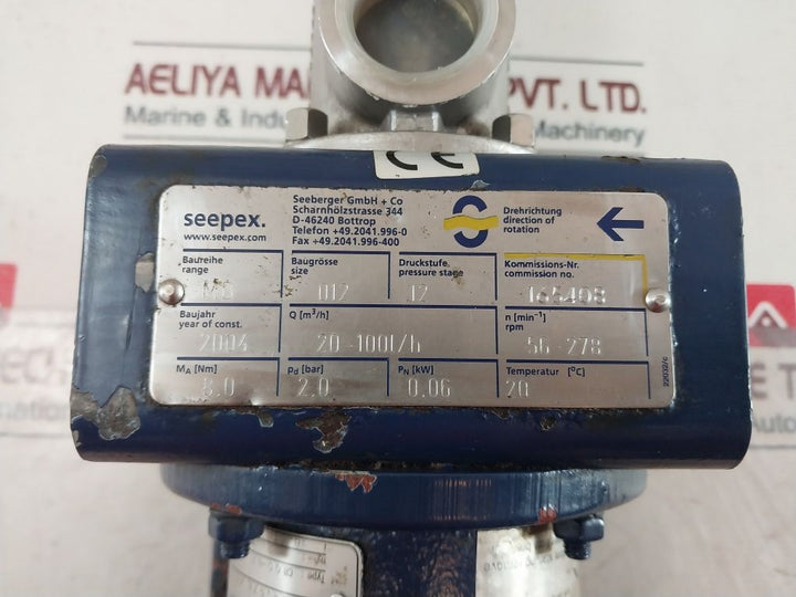 Abb M2Qa71M4B Ac Motor 3 Phase With Seepex Cb 00-nf F.71 Pump