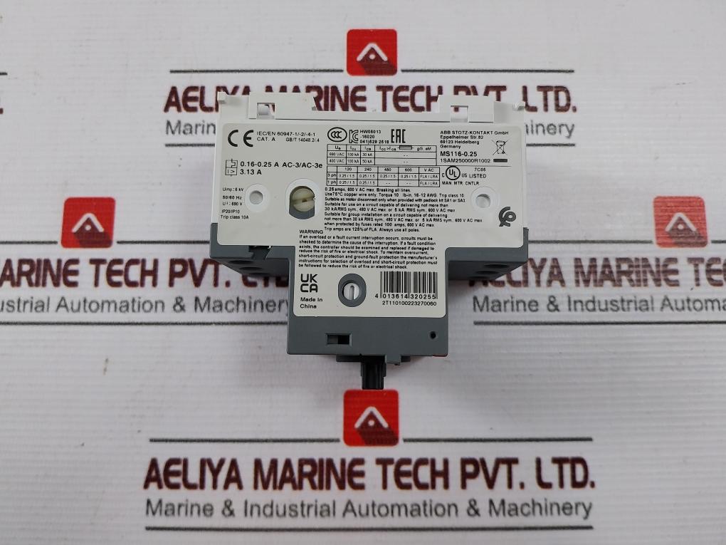 Abb Ms116-0.25 Manual Motor Starter 1Sam250000R1002