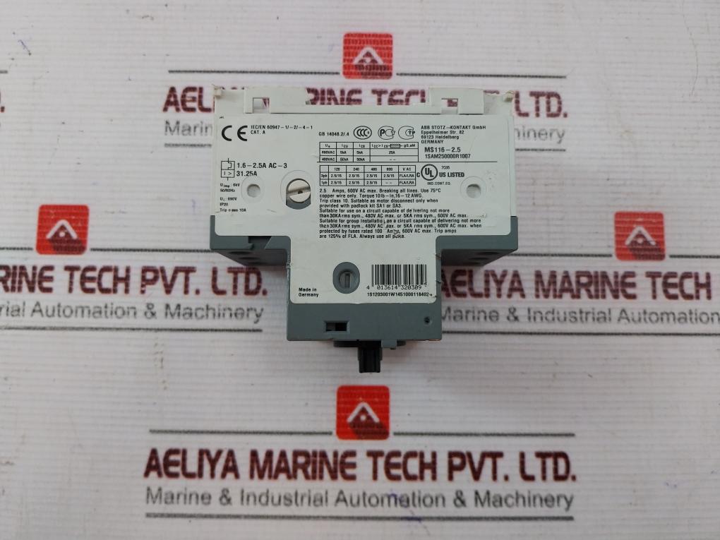 Abb Ms116-2.5 Contactor 690V 10A 50/60Hz