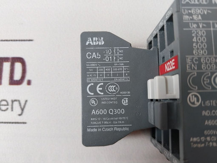 Abb N22E Contactor Relay With Ca5-10,Ca5-01 Auxiliary Contact
