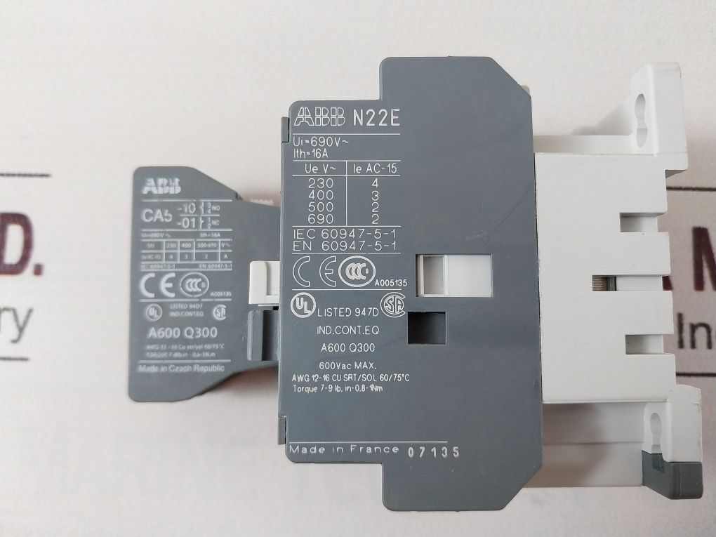 Abb N22E Contactor Relay With Ca5-10,Ca5-01 Auxiliary Contact
