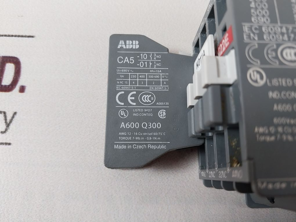 Abb N22E Contactor Relay With Ca5-10/Ca5-01 Auxiliary Contact