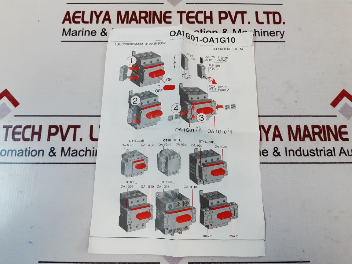 Abb Oa1G10 Auxiliary Contact 10A 600Vac