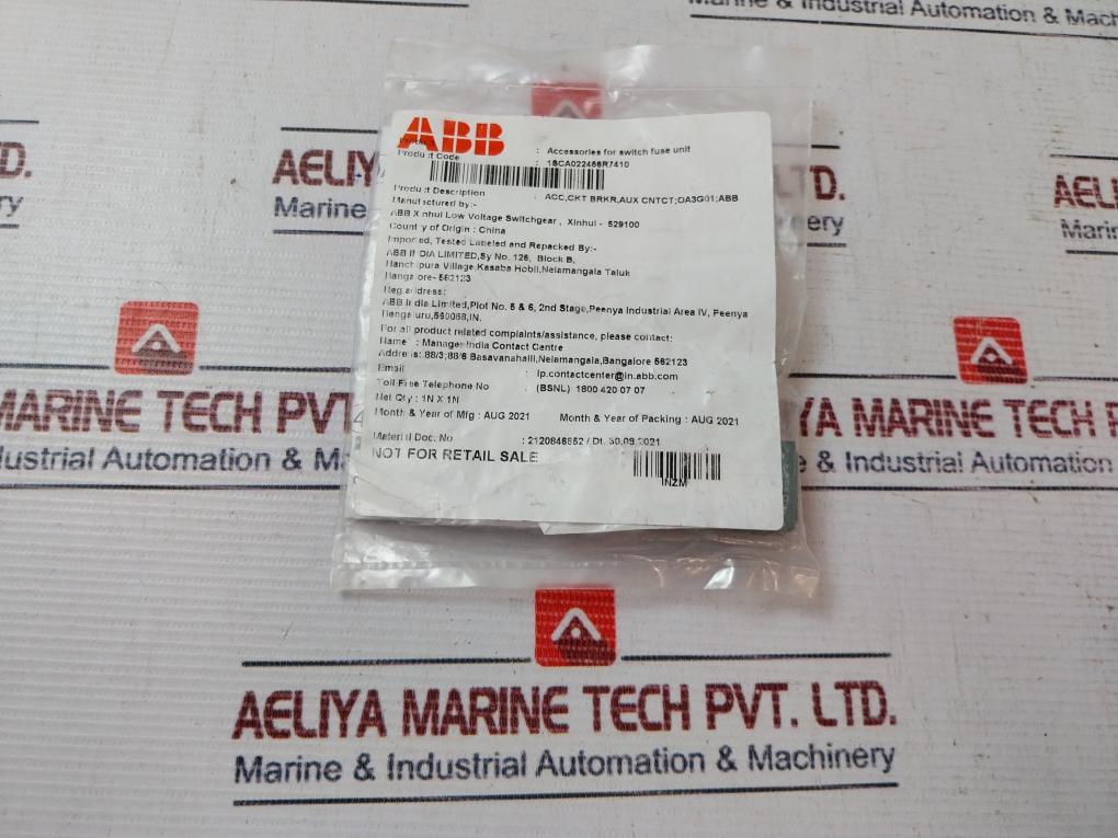 Abb Oa3G01 Auxiliary Contact 16A 690V 1Sca022456R7410