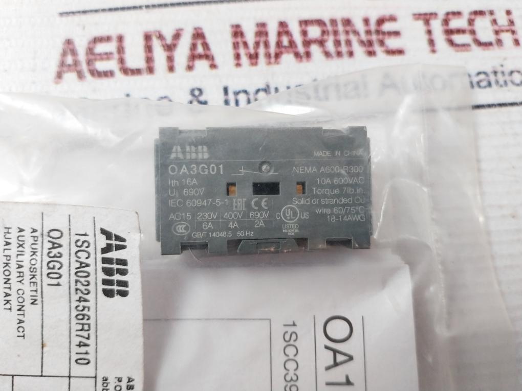 Abb Oa3G01 Auxiliary Contact 16A 690V 1Sca022456R7410
