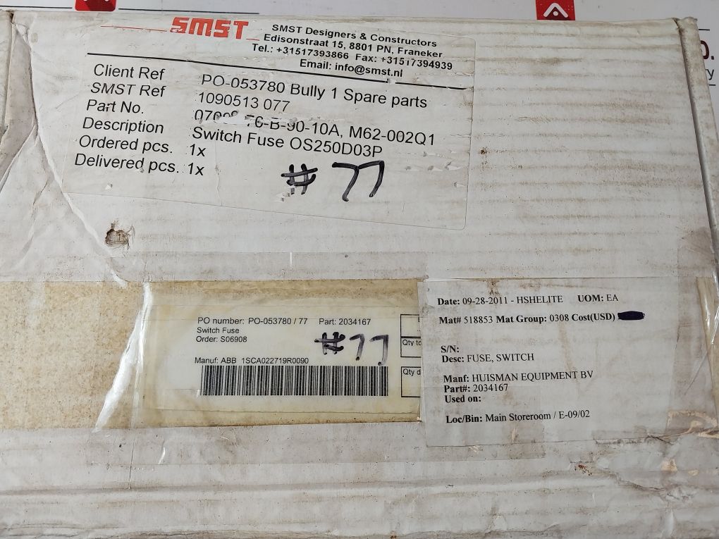 Abb Os 250D03 Fused Disconnect Switch Os250D03Pp