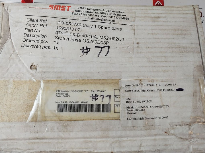 Abb Os 250D03 Fused Disconnect Switch Os250D03Pp