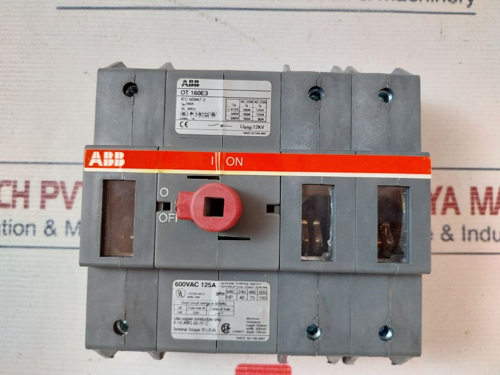 Abb Ot 160E3 Disconnect Switch 200A