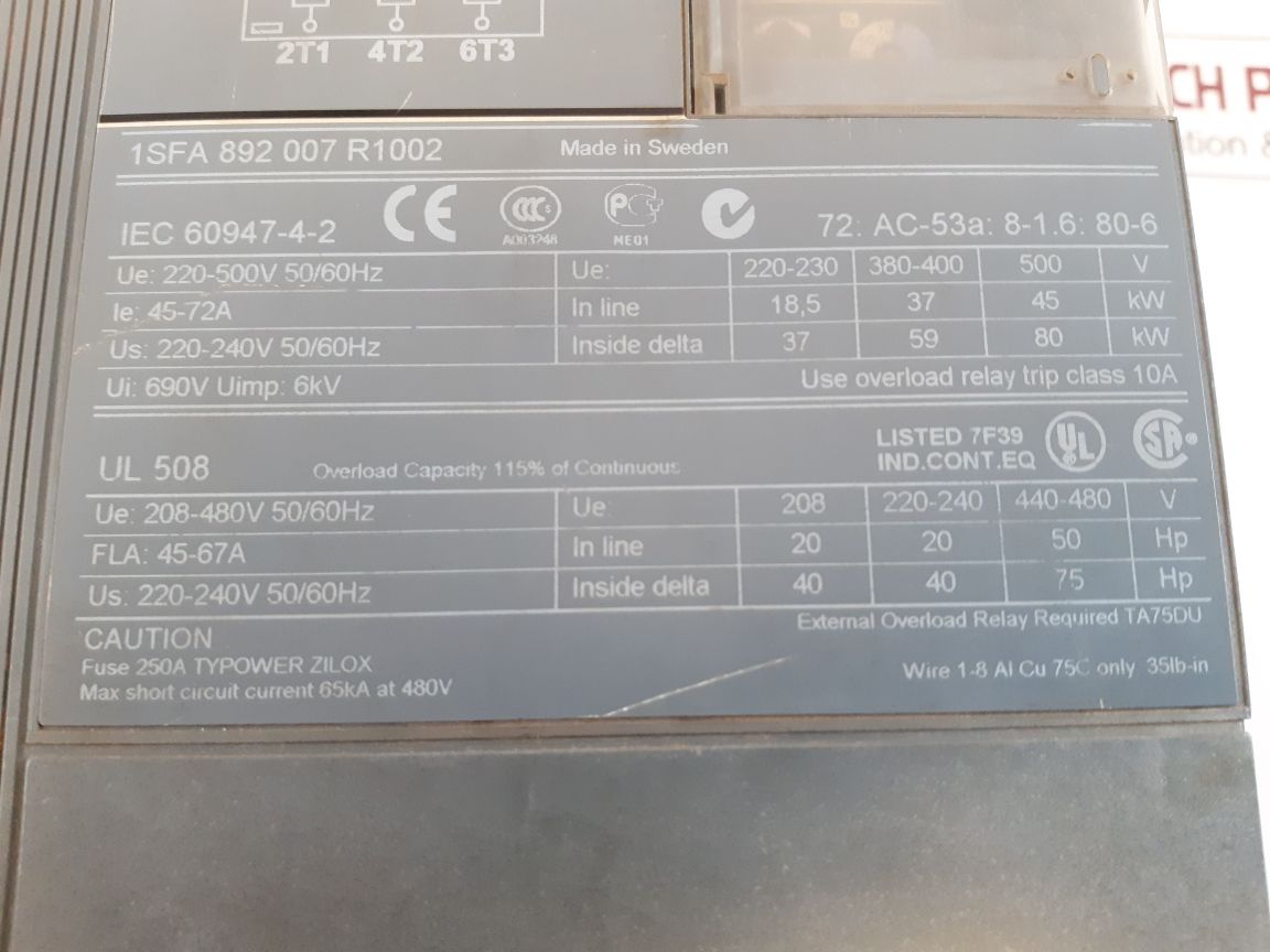 Abb Ps S 72124-500L Soft Starter 1Sfa892007R1002
